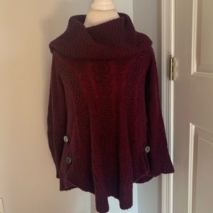 Anthro. Burgundy/Magenta cowl neck sweater